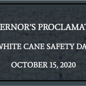 Governor's Proclamation White Cane Safety Day, October 15, 2020 Typed Over A Faded Map Of Kansas
