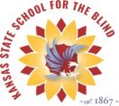 KSSB Logo, flying blue eagle in the middle of a red and yellow sunflower