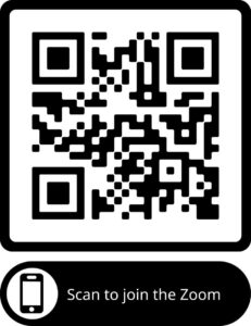 QR Code with "scan to join the zoom" written below